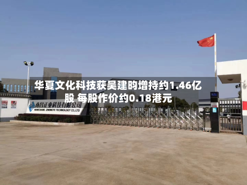 华夏文化科技获吴建昀增持约1.46亿股 每股作价约0.18港元-第2张图片