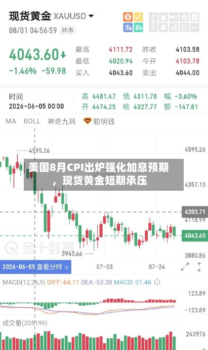 美国8月CPI出炉强化加息预期，现货黄金短期承压-第1张图片