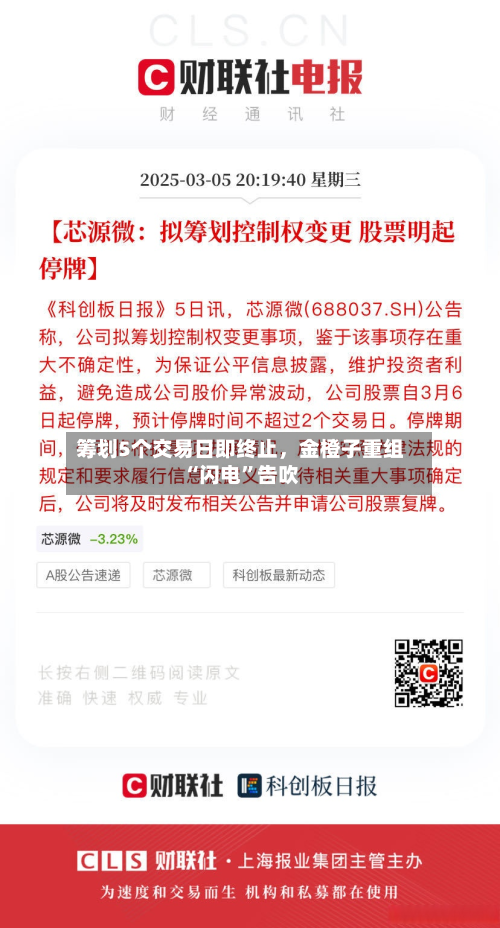 筹划5个交易日即终止	，金橙子重组“闪电	”告吹-第3张图片