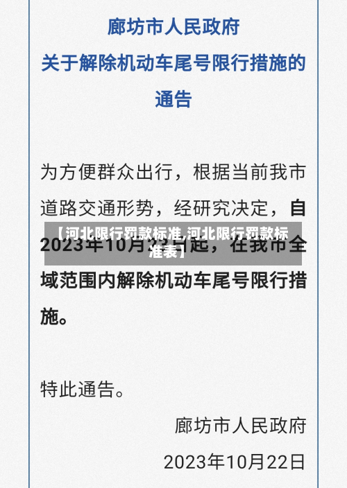 【河北限行罚款标准,河北限行罚款标准表】