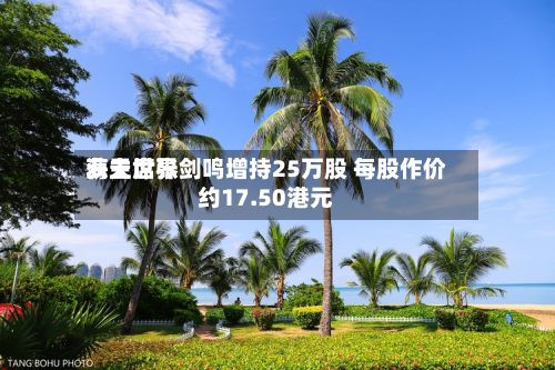 海天世界获主席张剑鸣增持25万股 每股作价约17.50港元-第1张图片